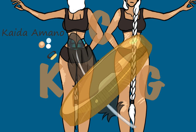 Reference sheet for a character's scars